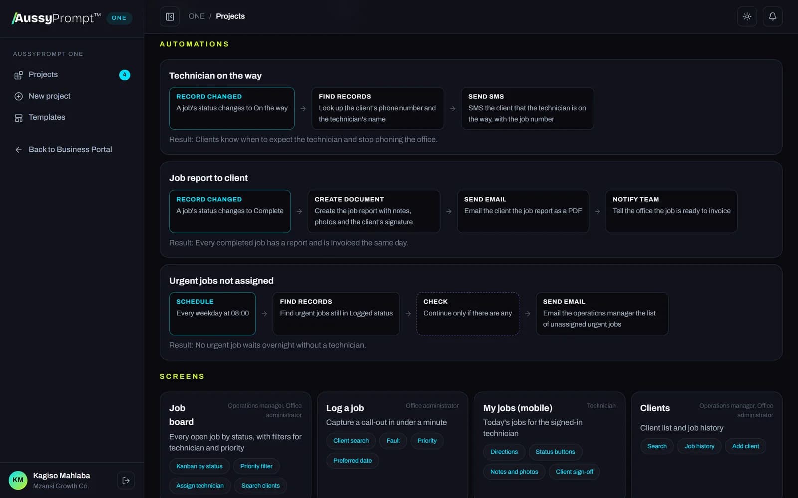 Automations in an AussyPrompt ONE blueprint